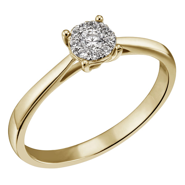 JB Damenring 585 14 Karat Gelb oder Weiß 10 Brillanten 0,14ct. SI H