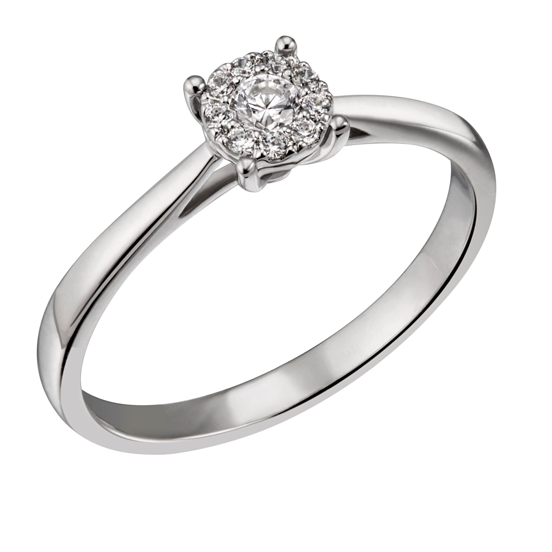 JB Damenring 585 14 Karat Gelb oder Weiß 10 Brillanten 0,14ct. SI H