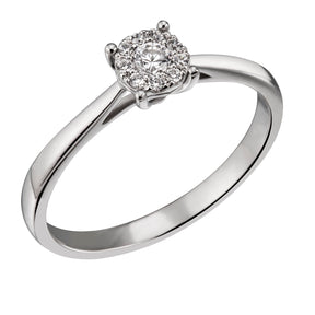 JB Damenring 585 14 Karat Gelb oder Weiß 10 Brillanten 0,14ct. SI H