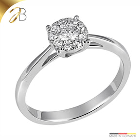 JB Damenring 585 14 Karat Gelb oder Weiß 10 Brillanten 0,32ct. SI H