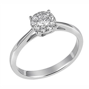 JB Damenring 585 14 Karat Gelb oder Weiß 10 Brillanten 0,32ct. SI H