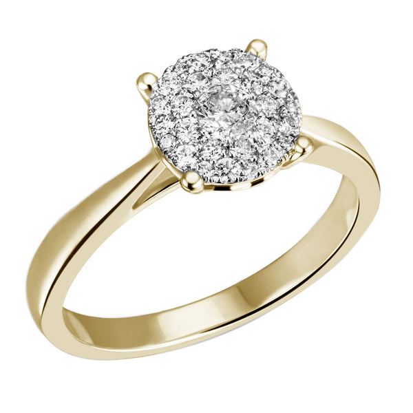 JB Damenring 585 14 Karat Gelb oder Weiß 28 Brillanten 0,42ct. SI H