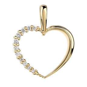 JB Anhänger Herz Gold 585 oder 750 Gelb 11 Brillanten 0,09 ct. SI H