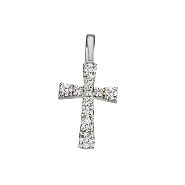 JB Anhänger Kreuz Gold 585 oder 750 Weiß 11 Brillanten 0,12 ct. SI H