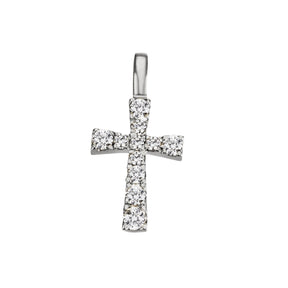 JB Anhänger Kreuz Gold 585 oder 750 Weiß 11 Brillanten 0,12 ct. SI H