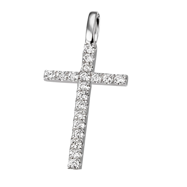 JB Anhänger Kreuz Gold 585 oder 750 Weiß 19 Brillanten 0,13 ct. SI H