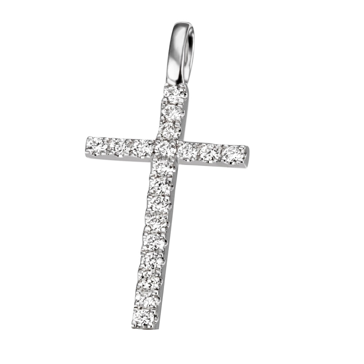 JB Anhänger Kreuz Gold 585 oder 750 Weiß 19 Brillanten 0,13 ct. SI H