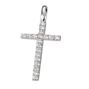 JB Anhänger Kreuz Gold 585 oder 750 Weiß 19 Brillanten 0,13 ct. SI H