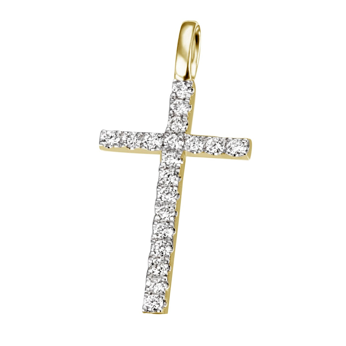 JB Anhänger Kreuz Gold 585 oder 750 Gelb 19 Brillanten 0,13 ct. SI H