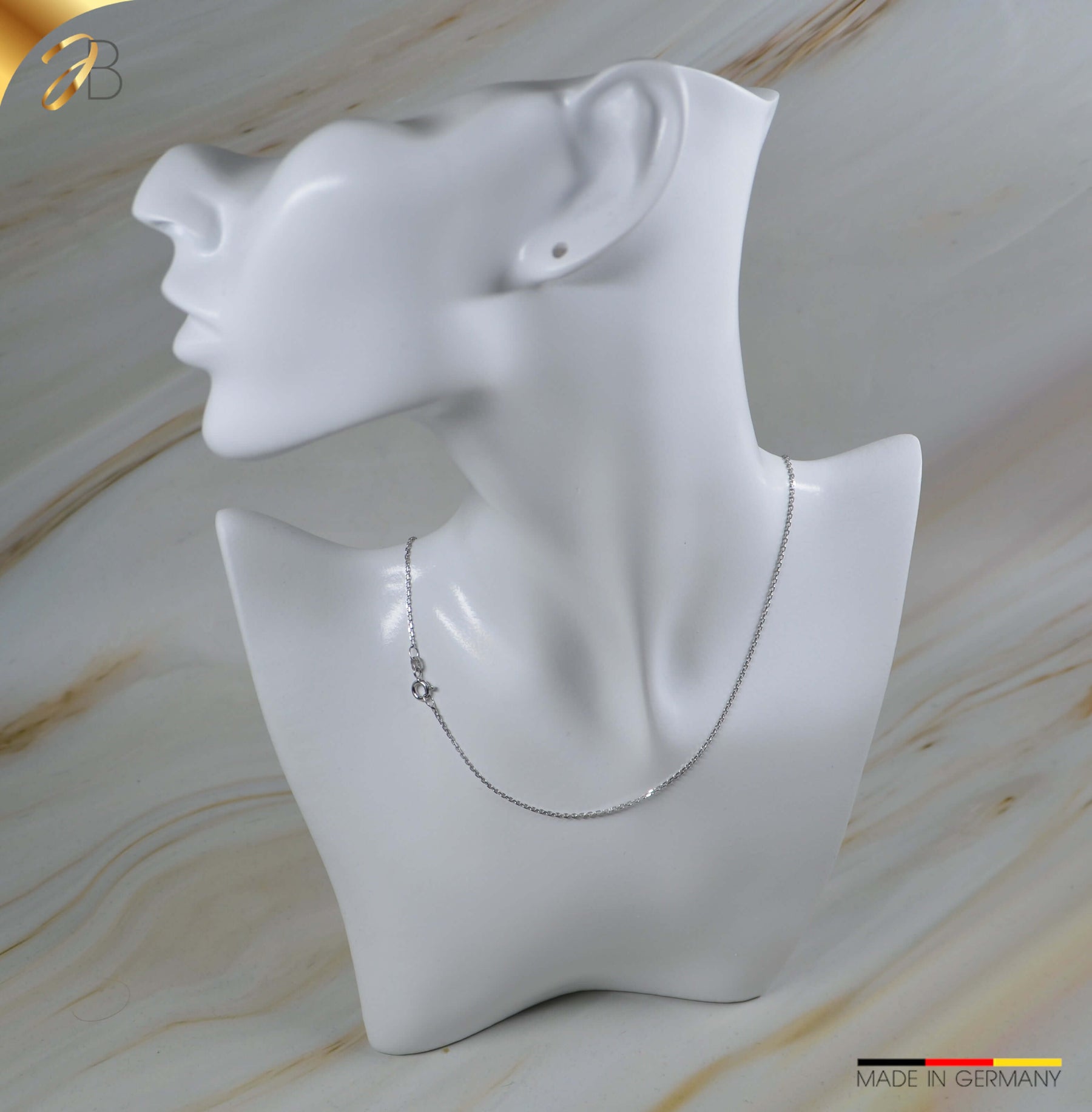 JB Damen Collier Anker Diamantiert 1,3 mm Weißgold 585 14 Kt