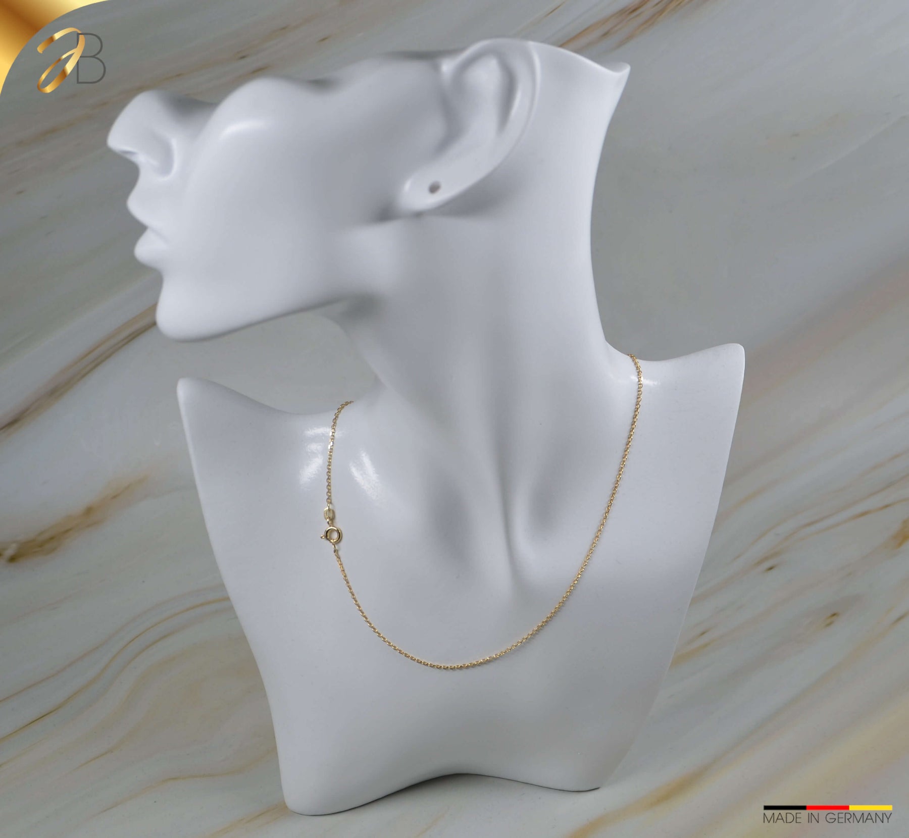 JB Edle Goldkette Ankerkette diamantiert 585 - 14 K Gold 1,3 mm 36 cm
