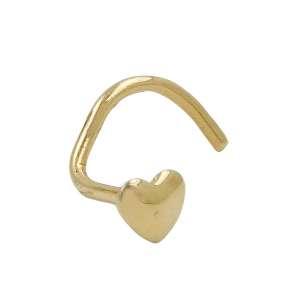 Nasenstecker 2,4mm Spirale Mit Kleinem Herz 18 Karat Gold