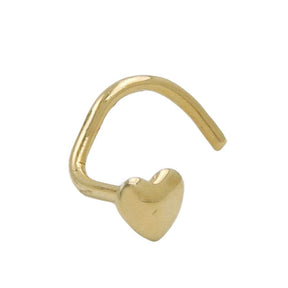 Nasenstecker 2,4mm Spirale Mit Kleinem Herz 18 Karat Gold