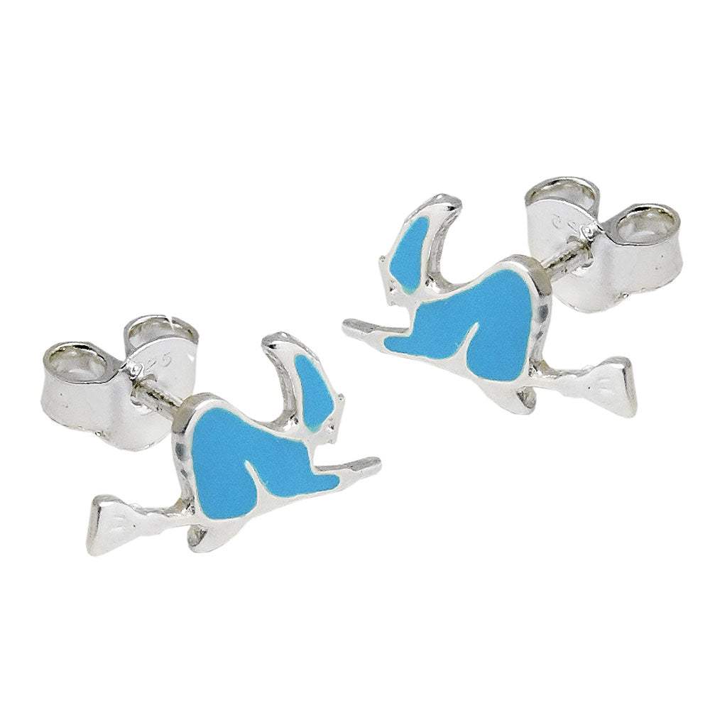 Ohrstecker Kinderohrring Hexe Blau Emailliert Silber 925 6mm