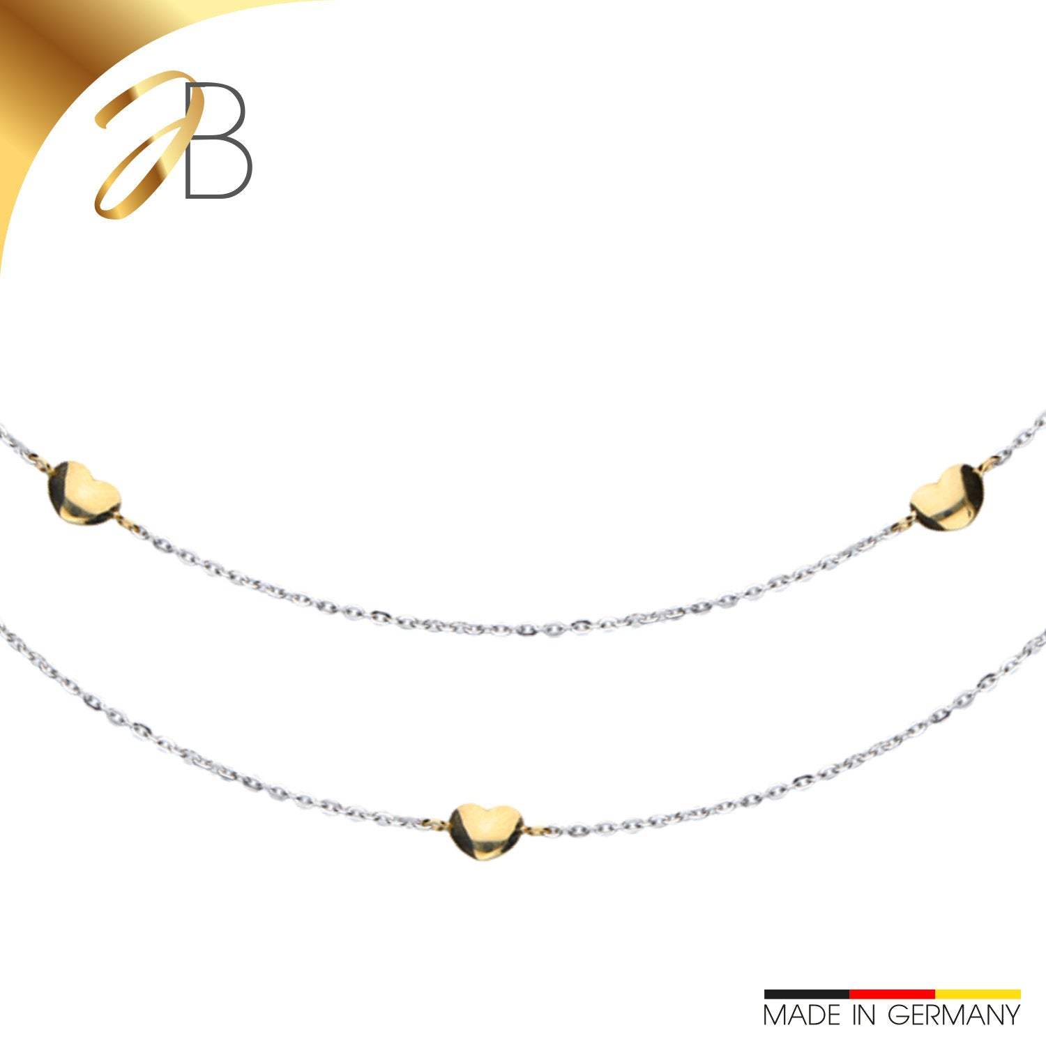 JB Edle Goldkette Ankerkette 585 14K Bicolor Gelb Weißgold
