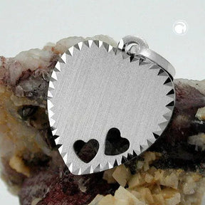 Anhänger 15x14mm Gravurplatte Herz mit 2 Herzen matt - diamantiert Silber 925