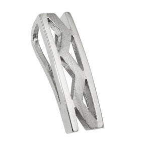 Anhänger 21x6,5mm Viereck mit Zickzack matt - glänzend rhodiniert Silber 925