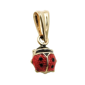 Anhänger 6x5mm Marienkäfer rot - schwarz lackiert 9Kt GOLD