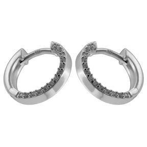 Creole Ohrring 13x2mm Klappscharnier mit Zirkonias Silber 925