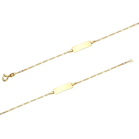 Edles Damen ID Goldarmband Figaro diamantiert 1.1 mm 333 - 8 K 14 cm