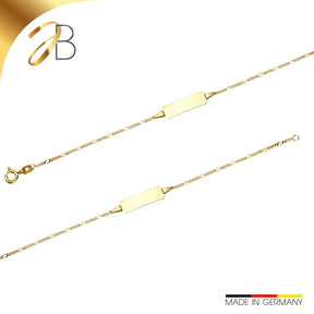 Edles Damen ID Goldarmband Figaro diamantiert 1.1 mm 333 - 8 K 14 cm