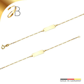 Edles Damen ID Goldarmband Figaro Diamantiert 1,1 mm 8 Karat
