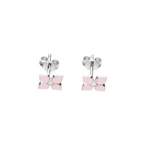 JB 1 Paar Ohrstecker 925 - Silber Rhodiniert Blume Rosa 1,1 g