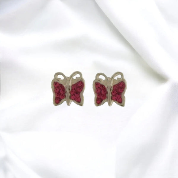 JB 1 Paar Ohrstecker 925 - Silber Schmetterling Rot 1,2 g