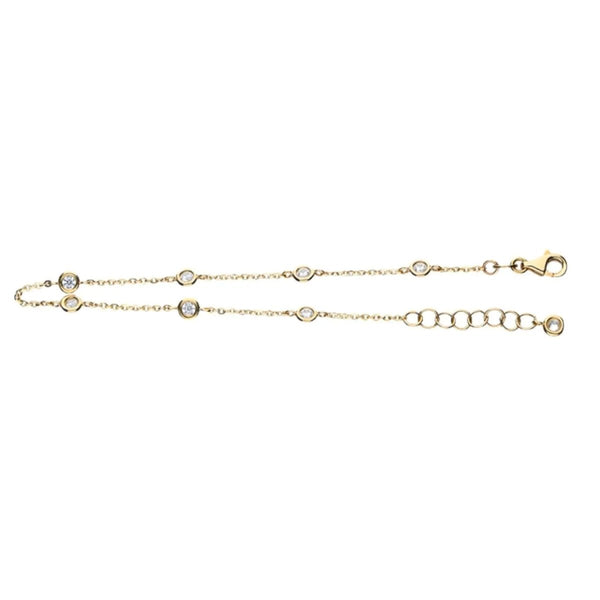 JB Damen Goldarmband Anker Diamantiert 585 - 14 Kt 16 cm
