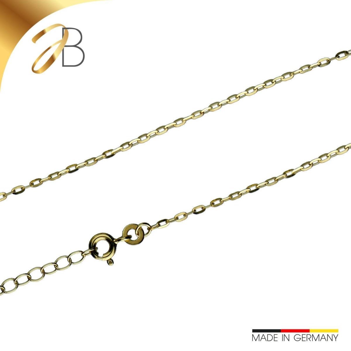 JB Damen Goldarmband Anker Flach 1,3 mm 333 Gelbgold 8 Kt