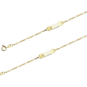 JB Damen ID Goldarmband Figaro diamantiert 1,5 mm 333 - 8 Kt 14 cm