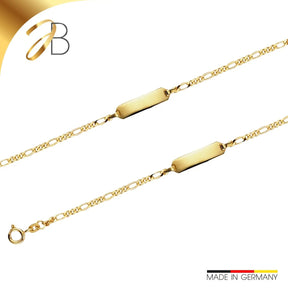 JB Damen ID Goldarmband Figaro diamantiert 2,1 mm 333 - 8 Kt 14 cm