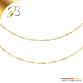 JB Edle Fußkette Singapurkette 585 14 K Gold 2,4 mm Damen