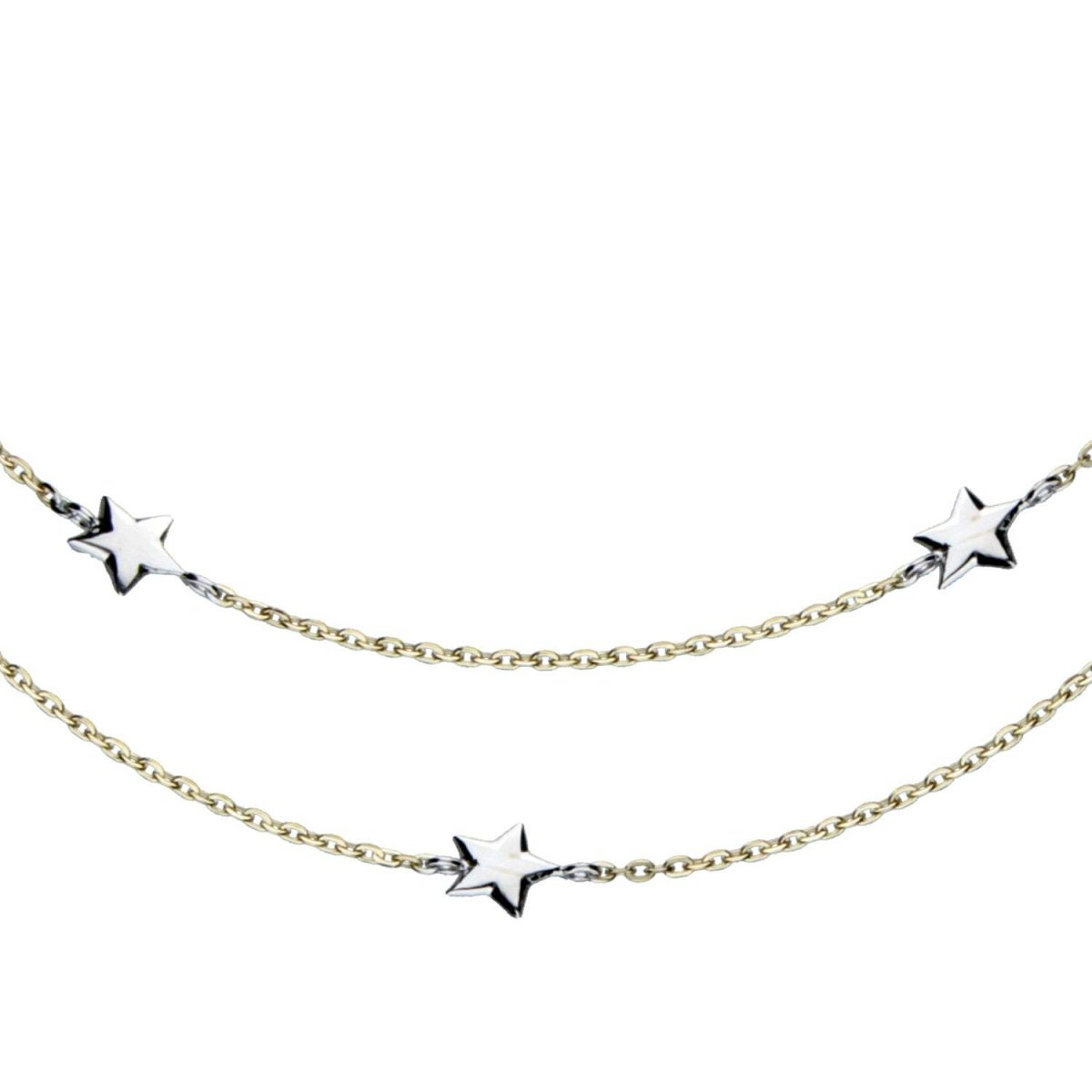 JB Edle Goldkette Ankerkette 585 14 K Bicolor Gelb Weißgold