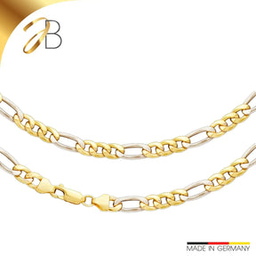 JB Edle Goldkette Figarokette 585 - 14 K Bicolor G W 5,7 mm 45 cm
