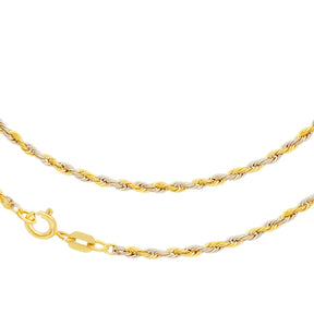 JB Edle Goldkette Kordelkette 585 - 14 K Bicolor G W 2,1 mm 42 cm