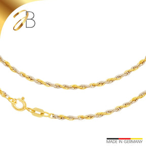 JB Edle Goldkette Kordelkette 585 - 14 K Bicolor G W 2,1 mm 42 cm