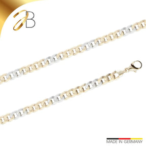 JB Edle Goldkette Panzerkette 585 - 14 K Bicolor G W 6,5 mm 45 cm