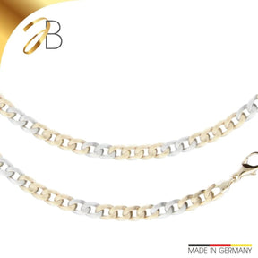 JB Edle Goldkette Panzerkette 585 - 14 K Bicolor G W 6,5 mm 45 cm