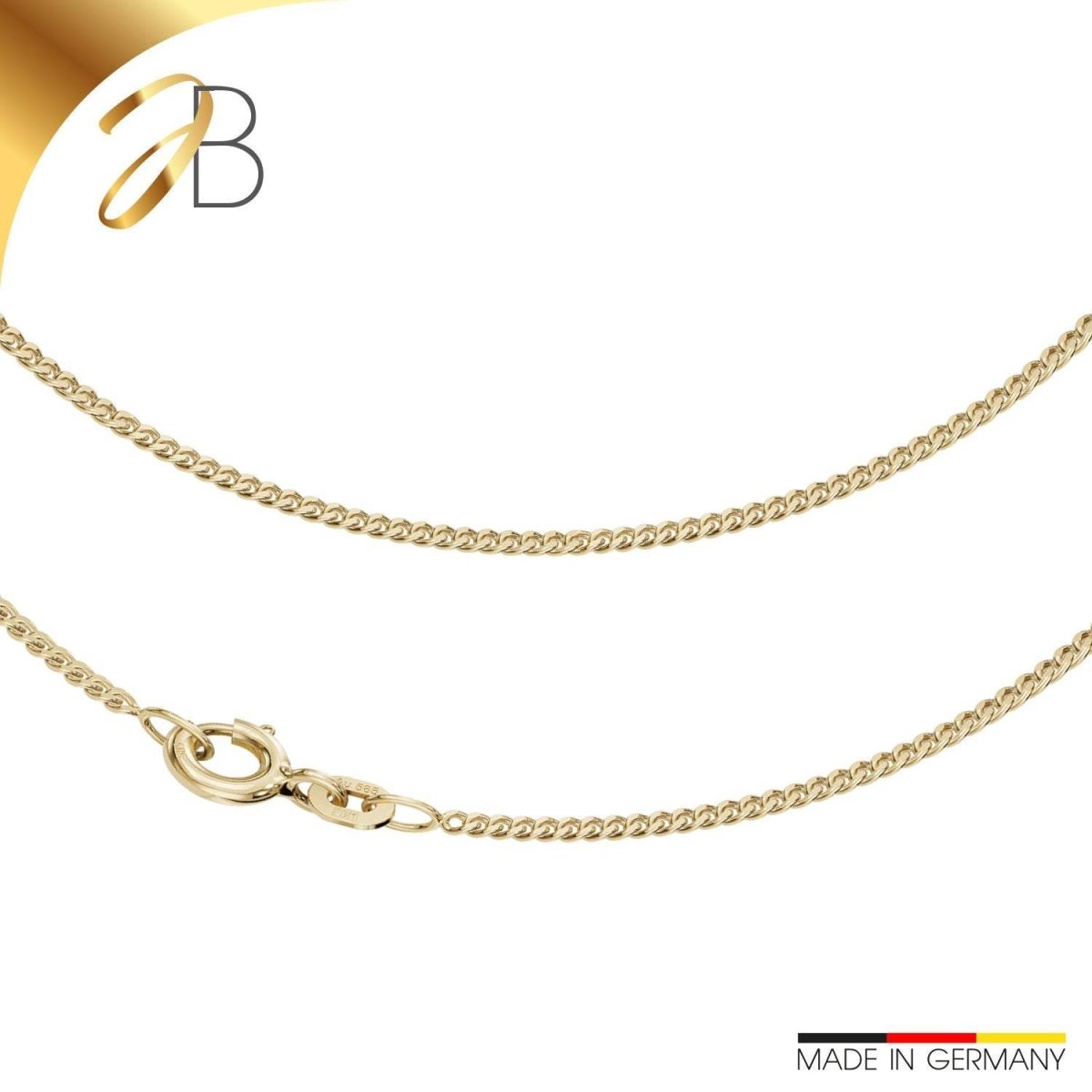JB Edle Goldkette Panzerkette 585 14 K Gold 1,6 mm fein