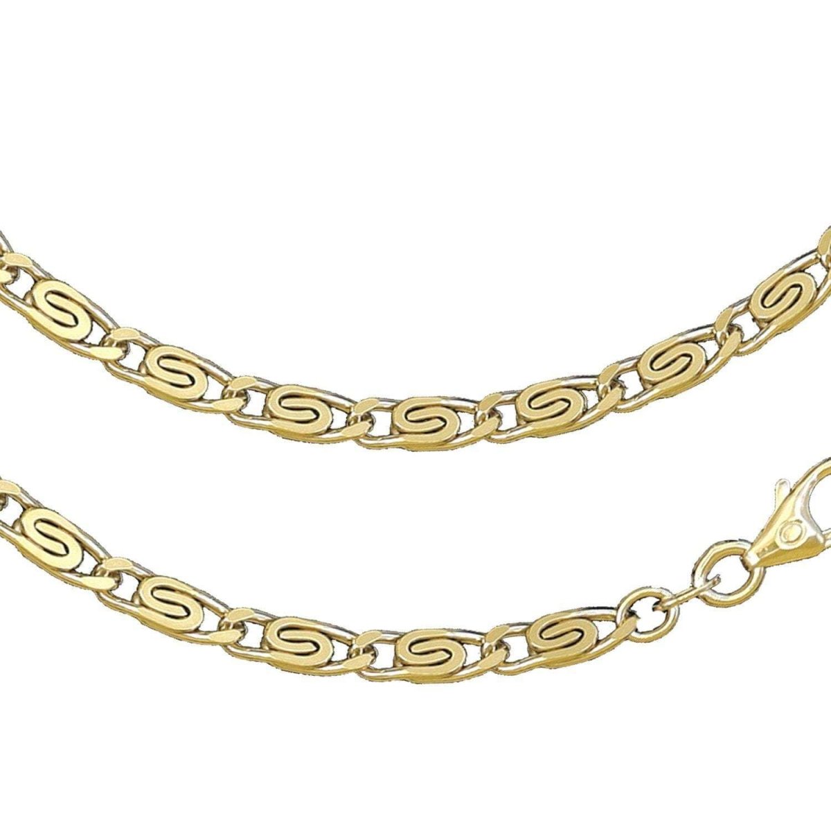 JB Edle Goldkette S - Panzerkette 585 14K Gold 3,8 mm Länge 45 cm