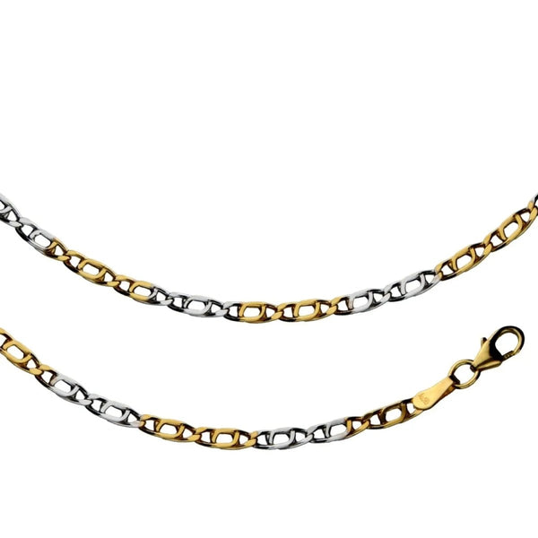 JB Edle Goldkette Tigeraugekette 585 - 14 K Bicolor G W 3,3 mm 45 cm