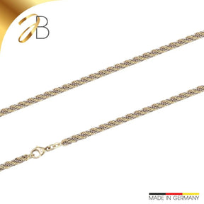 JB Edle Goldkette Zopfkette 585 - 14 K Bicolor G W 2,1 mm 45 cm