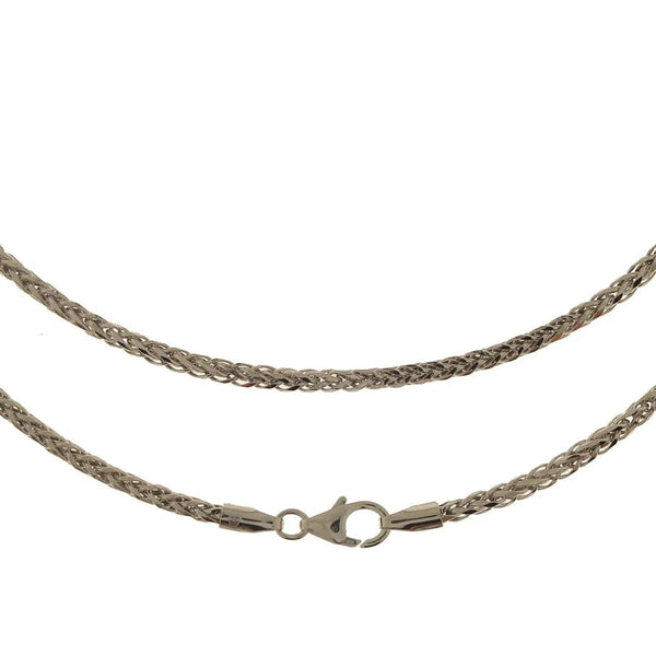JB Edle Goldkette Zopfkette 585 - 14 K Weißgold 45 cm