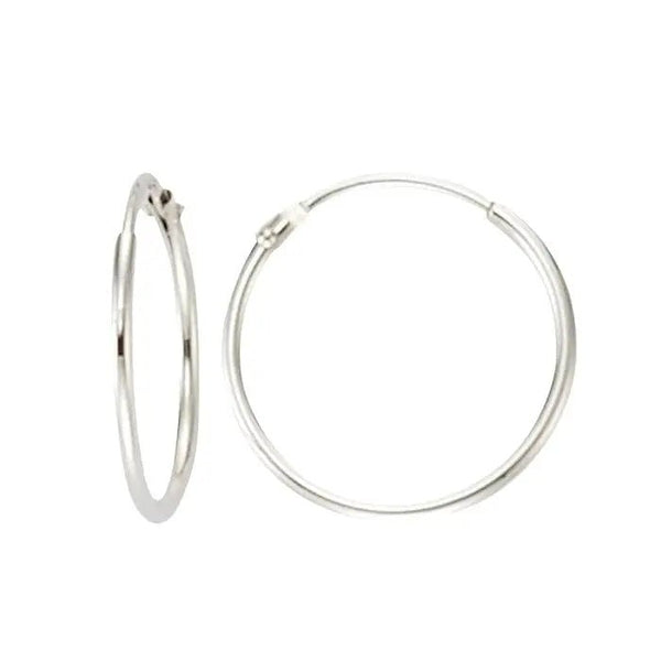 JB Edle Ohrschmuck Creole 585 - 14 Kt Weißgold 1,3 mm 9,0 mm