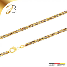JB Herren Collier Kordel hohl 3,3 mm Bicolor 585 14 Kt 42 cm