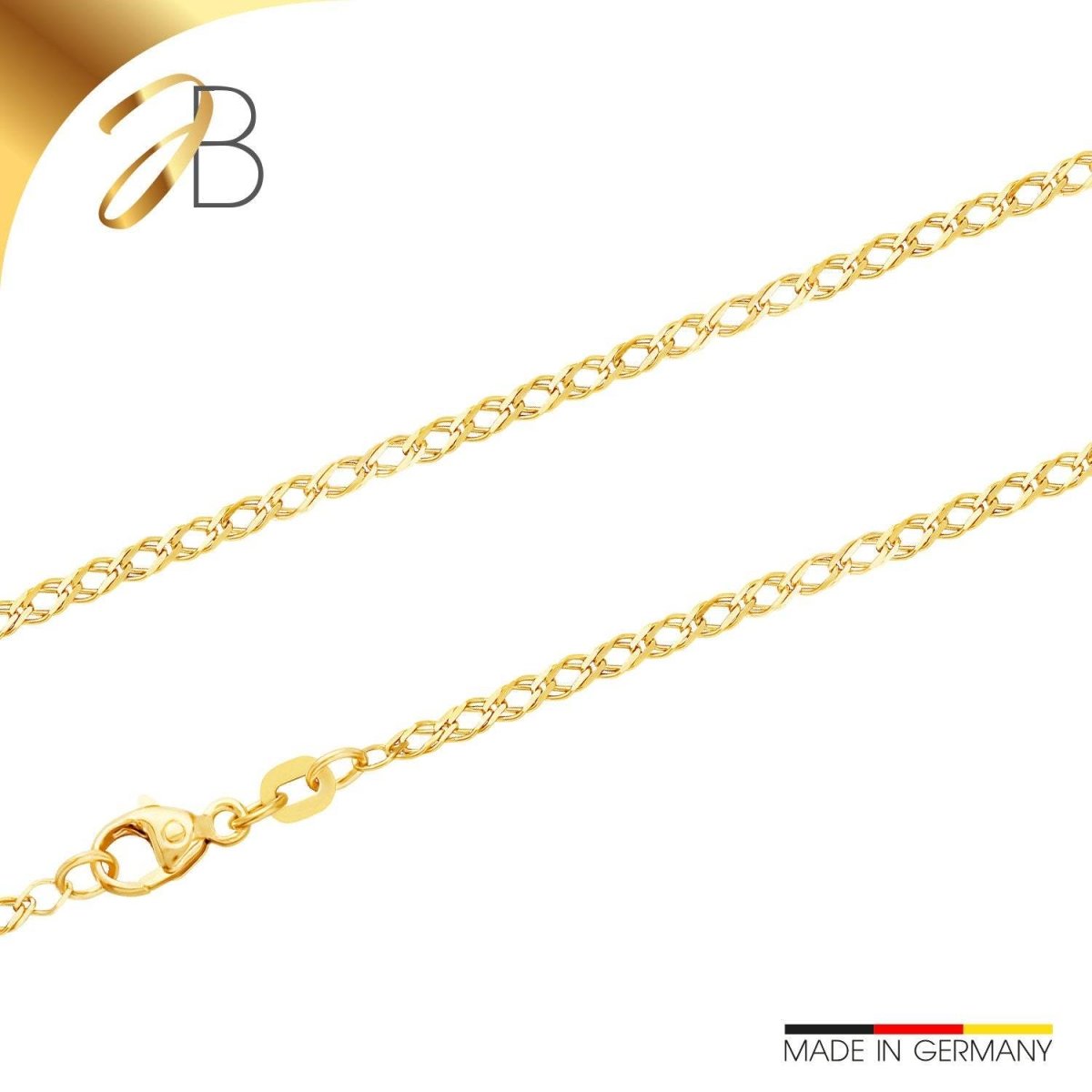 JB Unisex Goldarmband Zwillingspanzer 2,1 mm 333 8 Kt