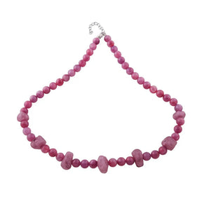 Kette 10mm Perle Kunststoff lila - weiß - rot - marmoriert mit verschiedenen unrunden Perlen 55cm