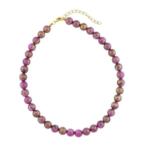 Kette 10mm Rundperle lila - marmoriert Kunststoff