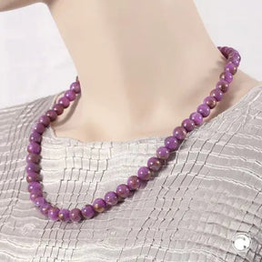 Kette 10mm Rundperle lila - marmoriert Kunststoff